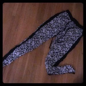 Black and white floral joggers